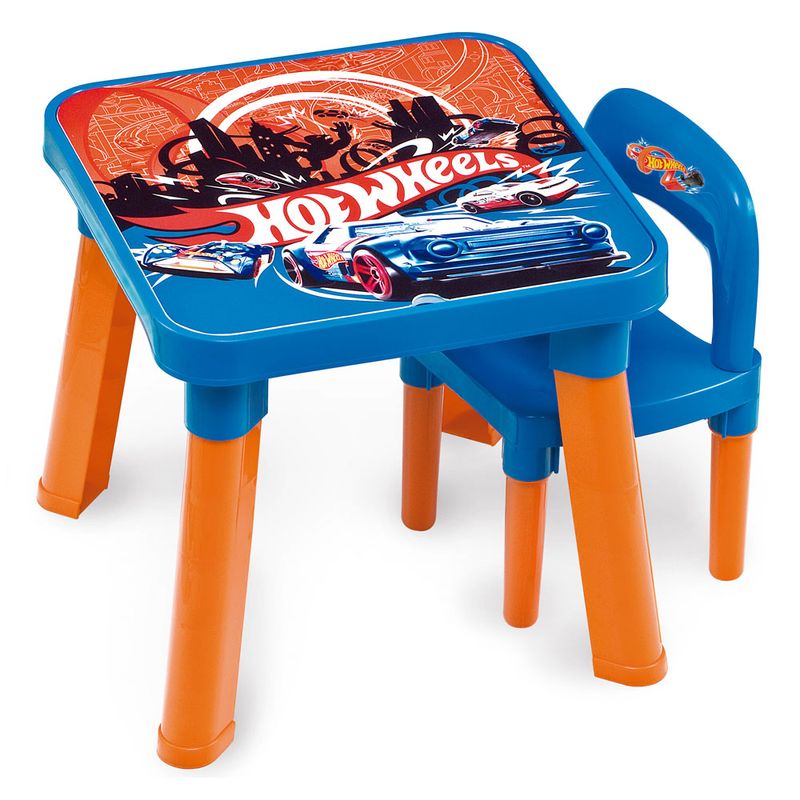 Mesa-Infantil-com-Cadeiras---Hot-Wheels---Barao