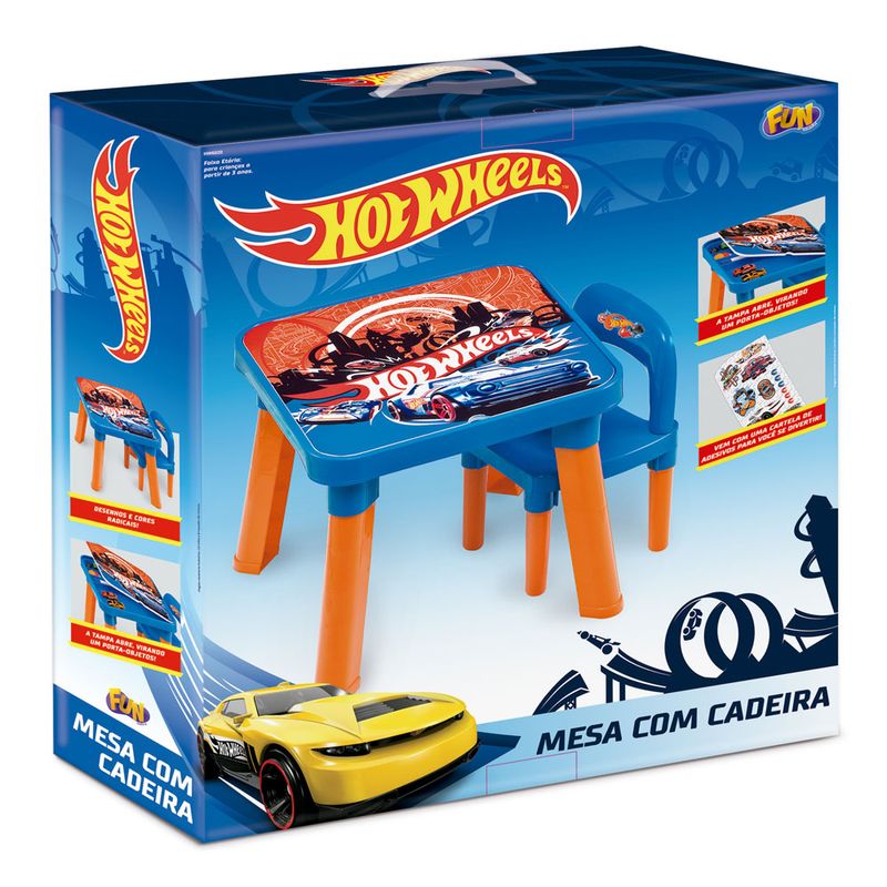 Mesa-Infantil-com-Cadeiras---Hot-Wheels---Barao