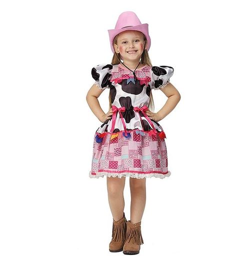 Vestido de Festa Junina Infantil Roupa Country Vaqueira Rosa