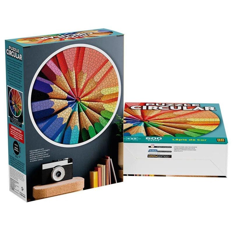 Quebra-Cabeça Circular Lápis de Cor 600 Peças - Ri Happy