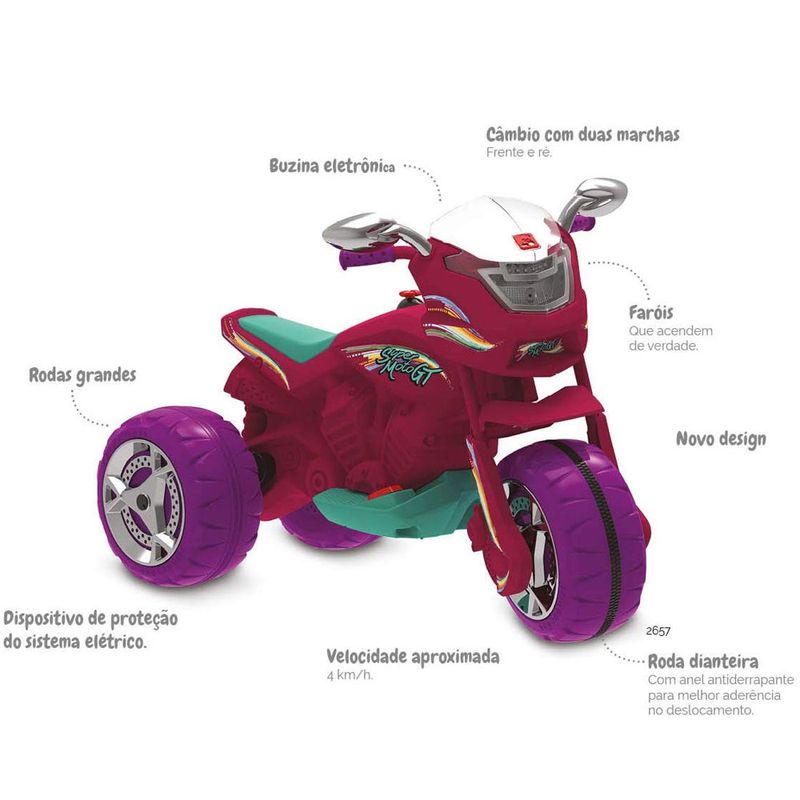 Triciclo-Eletrico-6V-Super-Moto-GT-Pink-Bandeirante-2657_detalhe1