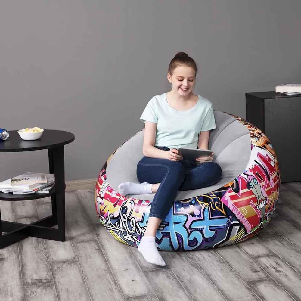 Fauteuil Gonflable "Football" Pour Enfant 114 × 112 × 66 Cm Bestway Up, In & Over 75010