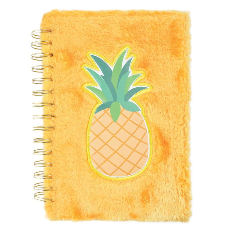 caderno-espiral-duplo-1-4-capa-dura-de-pelucia-abacaxi-80-folhas-amarelo-dermiwil-37717_Frente