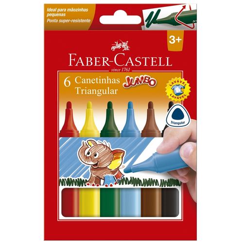 Canetinha Colorida - Jumbo Triangular - 6 Cores - Faber-Castell