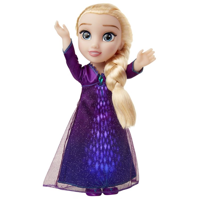Boneca Frozen musical bailarina com luz anda e canta let it go