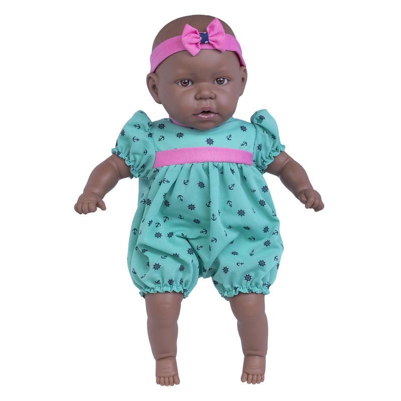Boneca-Bebe---44-Cm---My-Sweet-Baby---Negra---Vestido-Verde-e-Rosa---Cotiplas_Frente