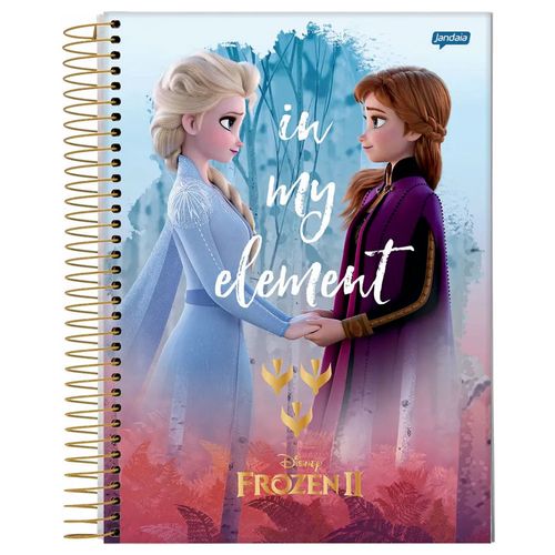 Caderno Universitário Espiralado - 1 Matéria - Frozen 2 - Anna e Elsa - In My Element - 80 Folhas - Jandaia