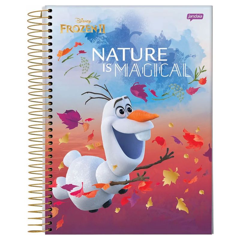 caderno-universitario-espiralado-10-materias-frozen-2-olaf-nature-is-magical-160-folhas-jandaia-66686-20_Frente