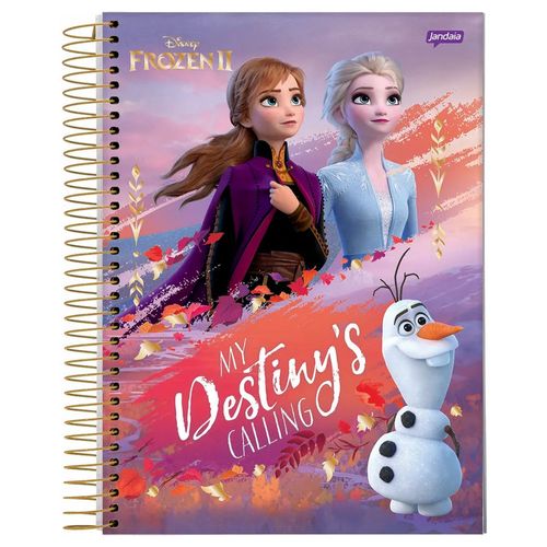 Caderno Universitário Espiralado - 10 Matérias - Frozen 2 - Anna E Elsa - My Destiny's Calling - 160 Folhas - Jandaia