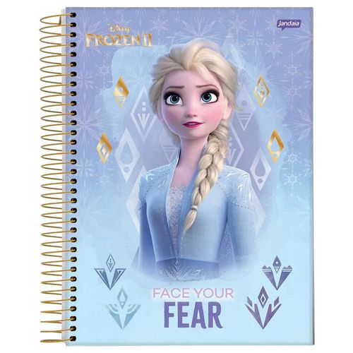 Caderno Universitário Espiralado - Capa Dura - 15 Matérias - Frozen 2 - Elsa - Face Your Fear - 300 Folhas - Jandaia