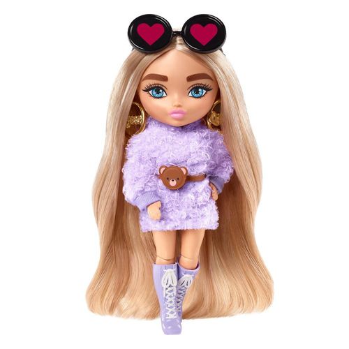 Boneca Barbie - Barbie Extra Mini - Blusa Felpuda Lilás - 13 cm - Mattel