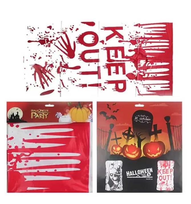 Decoração Halloween Toalha de Mesa Com Sangue Falso Keep Out
