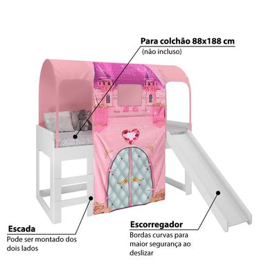 Cama Infantil Barbie Happy Pura Magia Branco/Rosa Pink em Promoção