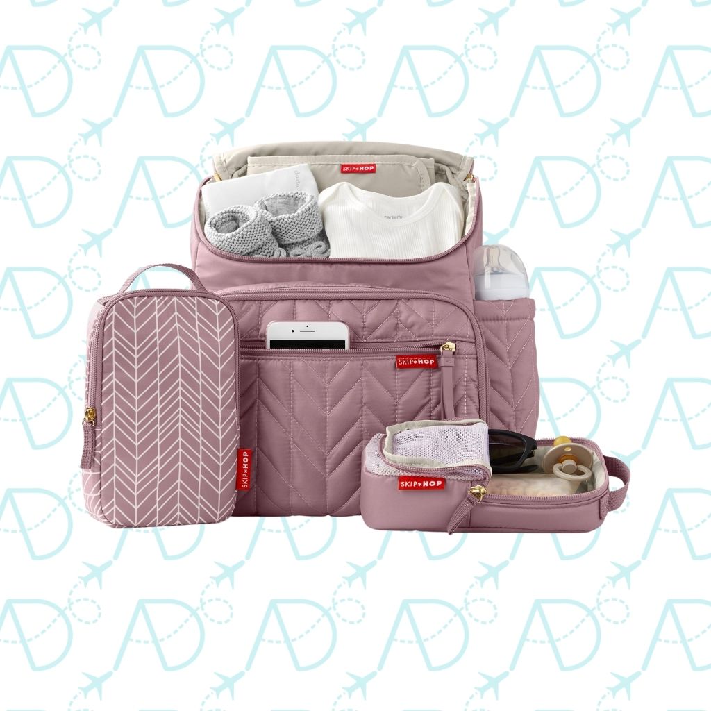 Encontraproduto.com.br - MOCHILA MATERNIDADE FORMA LILAS ROSADO - 4562