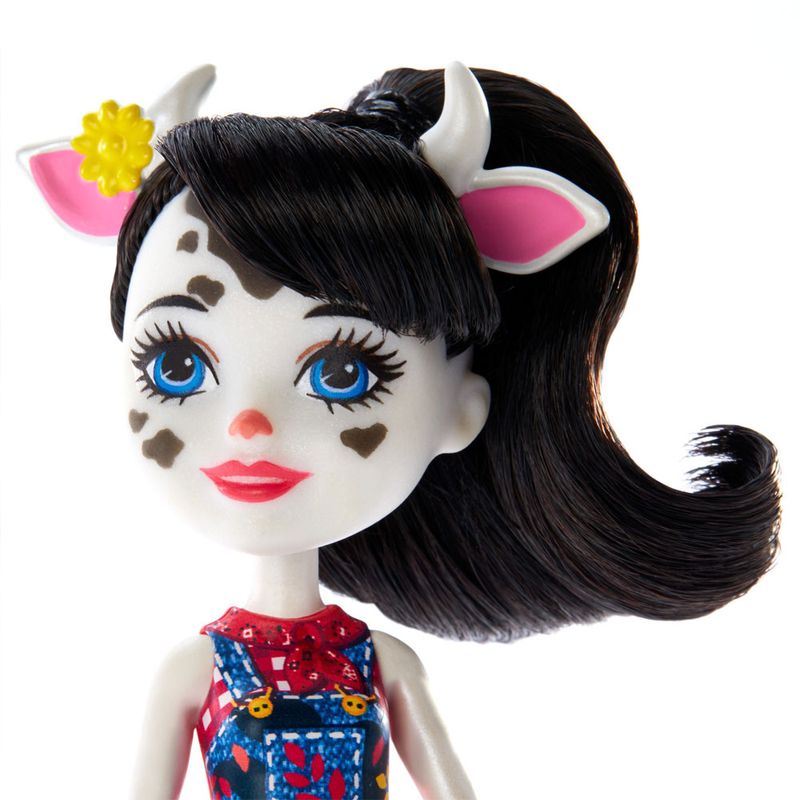 Mini-Boneca-Articulada-e-Pets---21-Cm---Enchantimals---Familia-de-Inverno---Cambrie-Cow-Ricotta-Mac-e-Cheese---Mattel