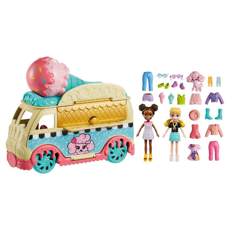 Playset - Polly Pocket - Polly e Shani - Caminhão de Sorvete