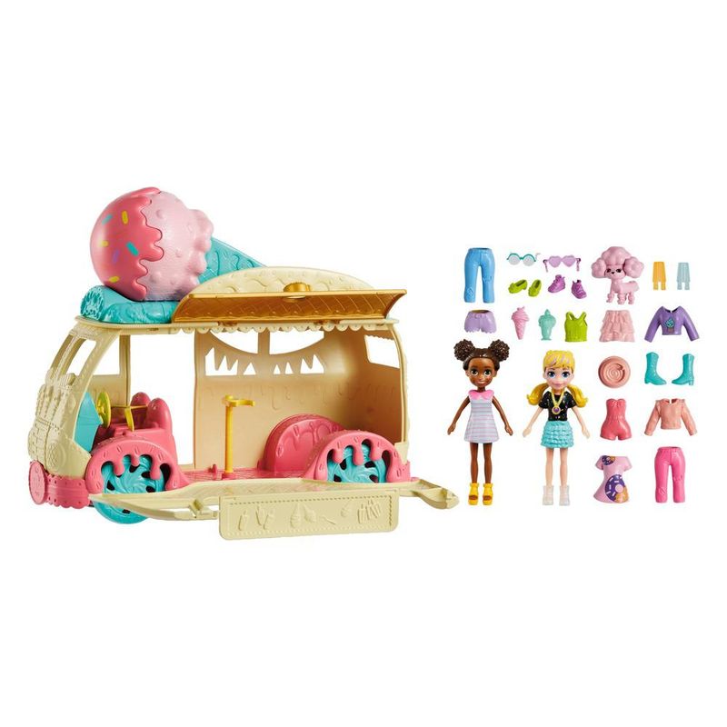 Playset - Polly Pocket - Polly e Shani - Caminhão de Sorvete - Mattel