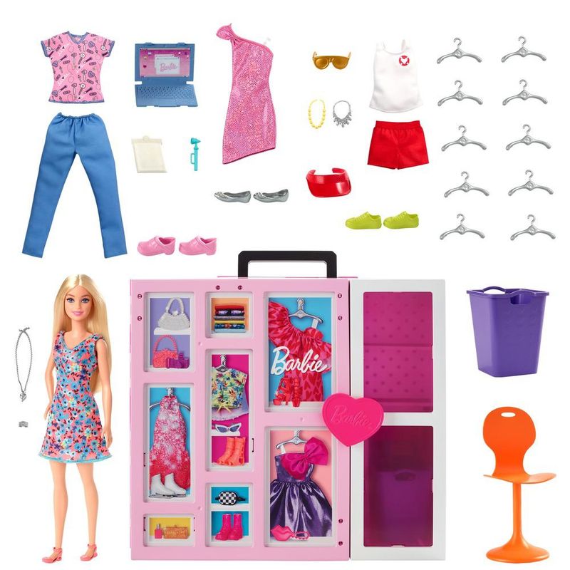 Playset com Boneca e Acessórios – Barbie Dream Closet – Novo