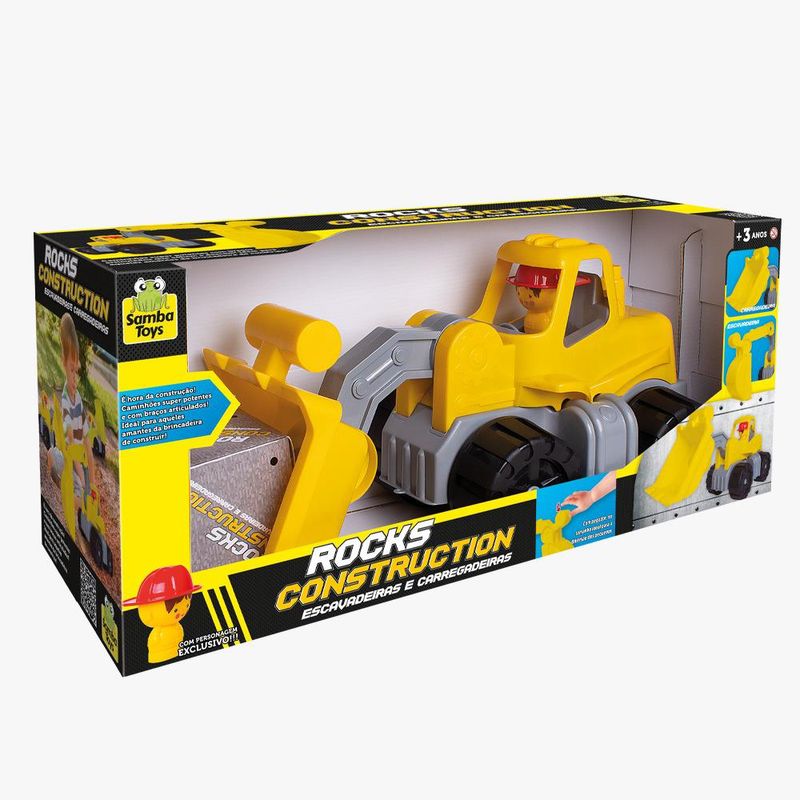 Conjunto-de-Figura-e-Carrinho-Infantil---Carregadeira-de-Rochas---Samba-Toys---Amarelo-1