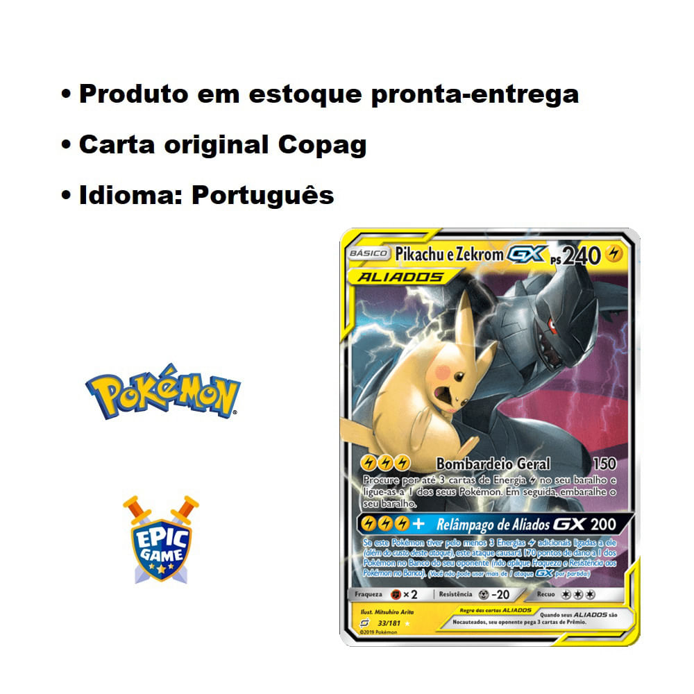 Cartinha Pokémon Pikachu e Hatenna Escuridão Incandescente - Copag