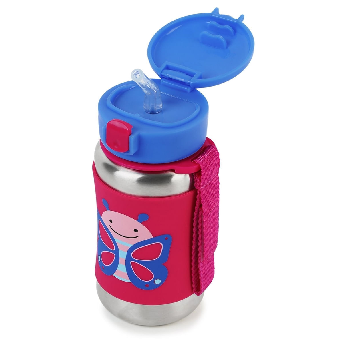 Encontraproduto.com.br - Garrafa Térmica de Aço Inox Zoo Borboleta Skip Hop Rosa