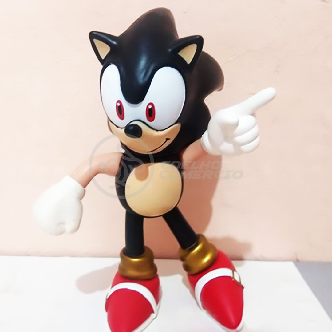 Boneco Sonic Preto Articulado Grande Original Brinquedo em