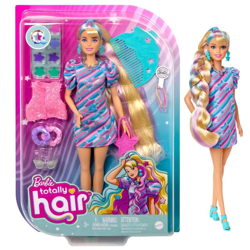 Boneca-Articulada---Barbie---Totally-Hair---Vestido-Estrelas---Lilas---22cm---Mattel-1