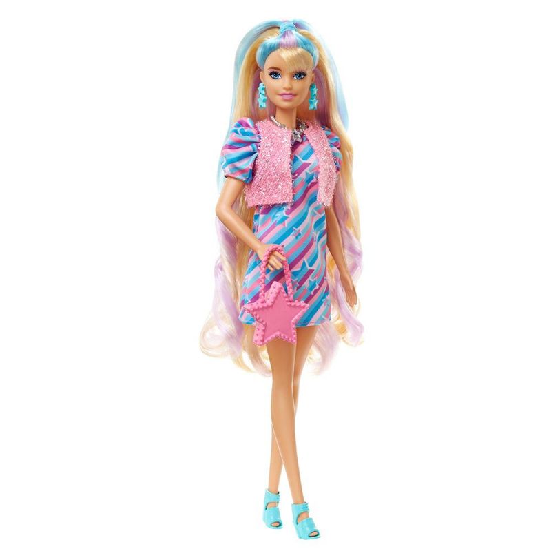 Boneca-Articulada---Barbie---Totally-Hair---Vestido-Estrelas---Lilas---22cm---Mattel-5