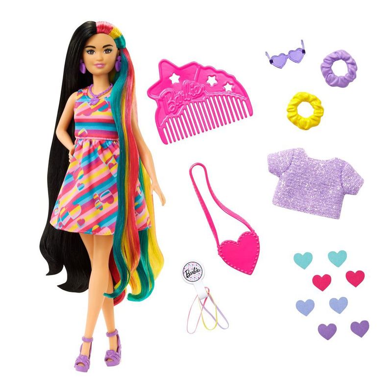 Boneca-Articulada---Barbie---Totally-Hair---Vestido-de-Coracao---Rosa---22cm---Mattel-0