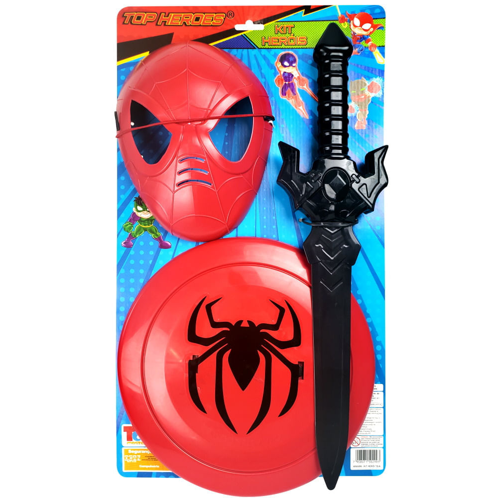 Kit Máscara Escudo e Espada Super Heróis
