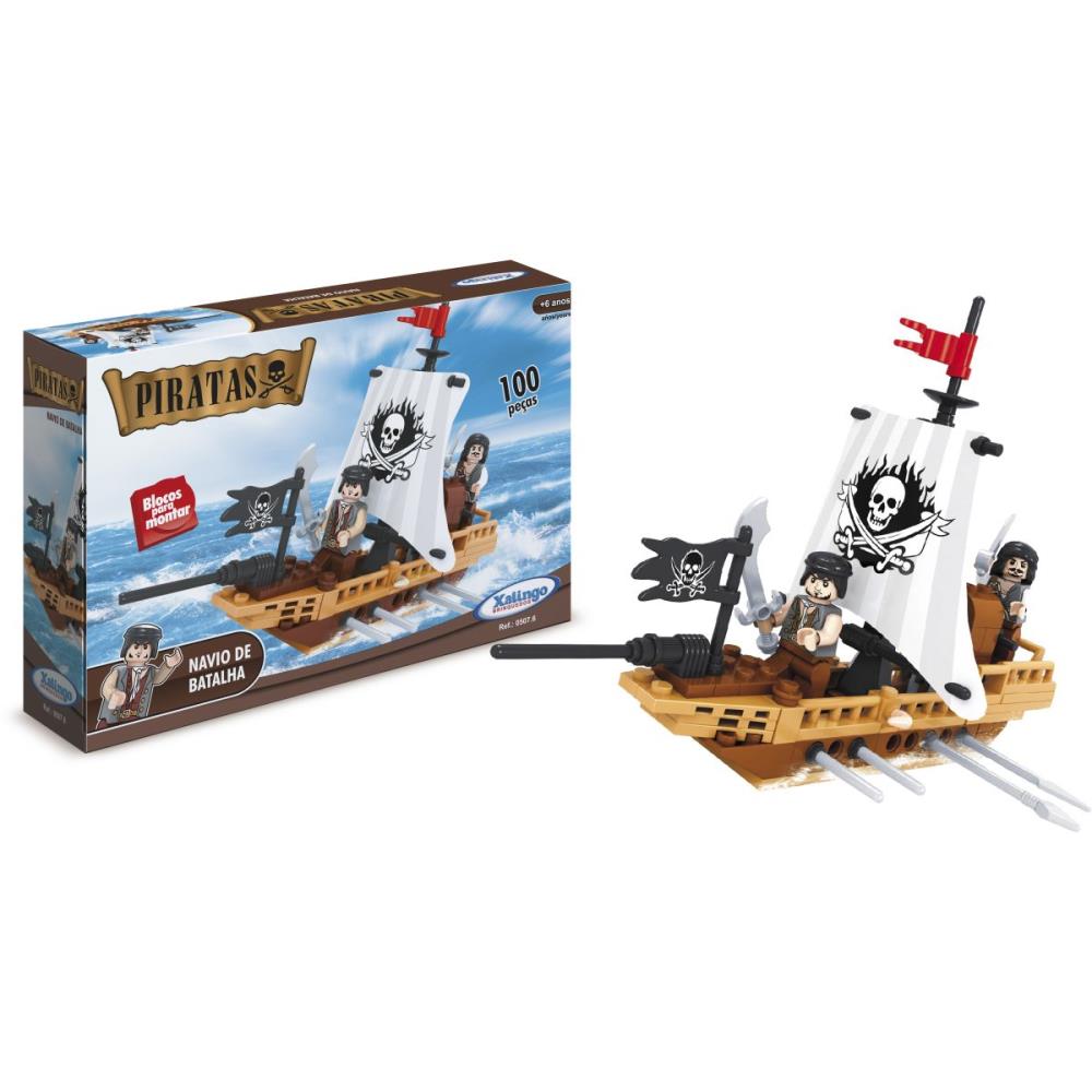 Encontraproduto.com.br - Blocos De Montar Piratas Navio De Batalha 100 Peças Xalingo