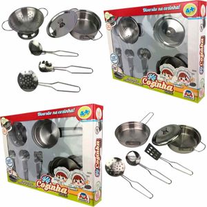 Kit Cozinha Inox Panelas e Utensílios para Brincar de Casinha e Comidinha  Brincando de Casinha Bambalalão Brinquedos Educativos
