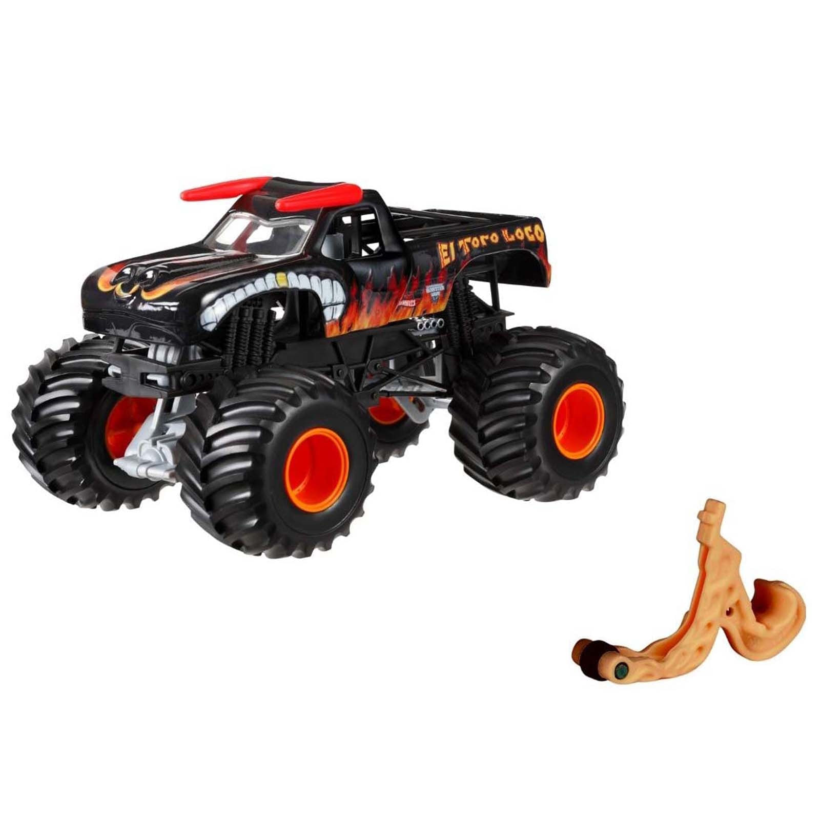 Miniatura - 1:64 - Monster Truck El Toro Loco Preto - Wheelie Bar