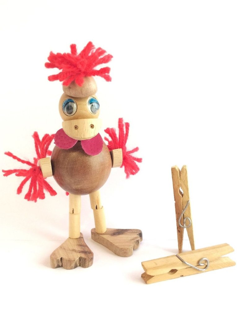 Brinquedo de madeira articulado - Galinha Cocó - PBKIDS Brinquedos