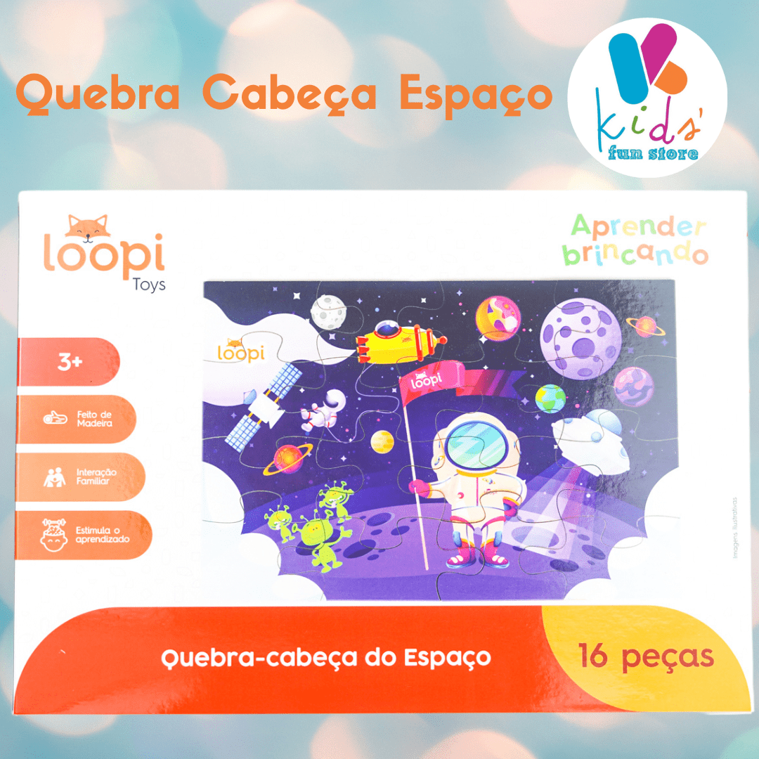 Quebra Cabeça Espaço  Brinquedo Madeira Loopi Toys