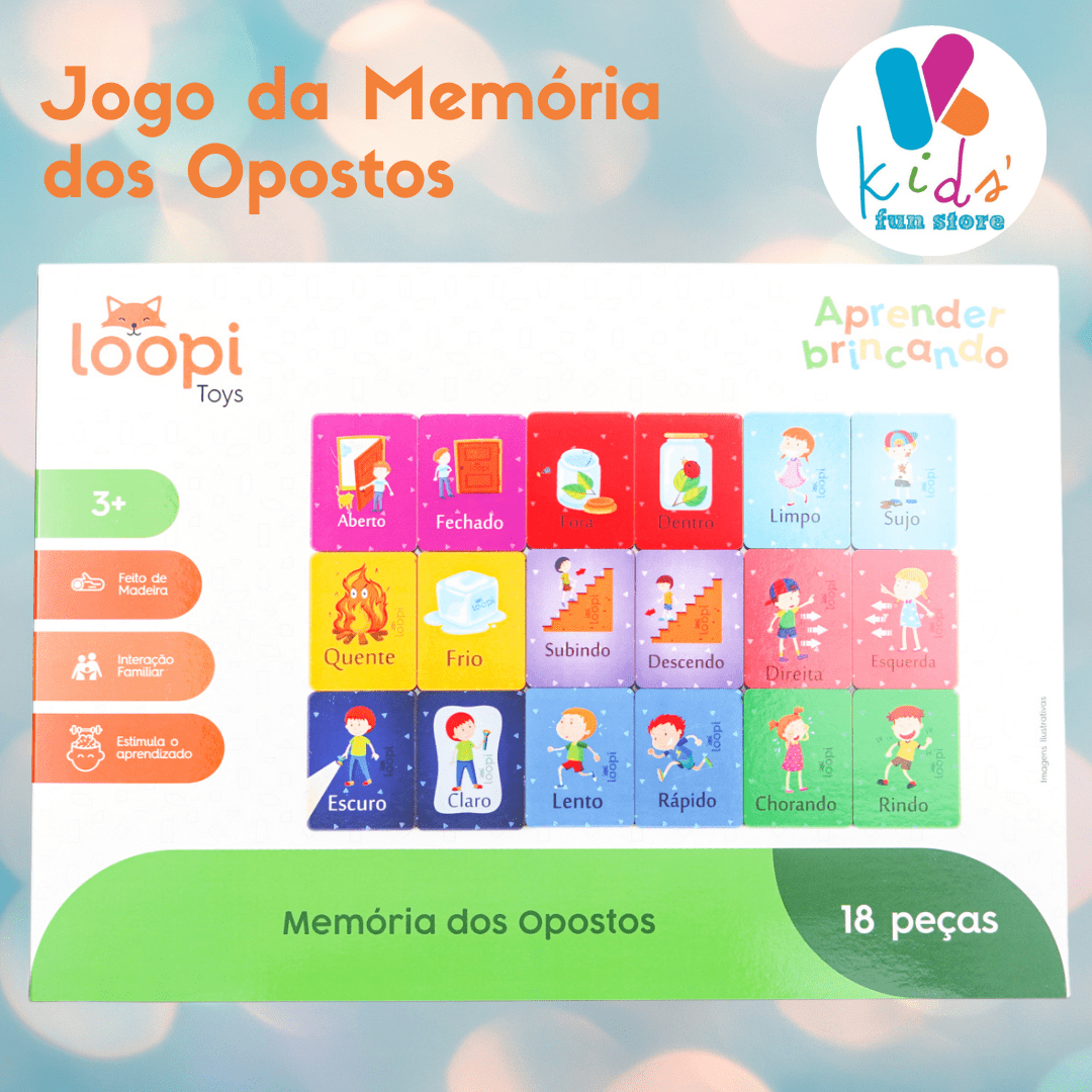 Jogo da memória - Opostos - brinquedo educativo de madeira