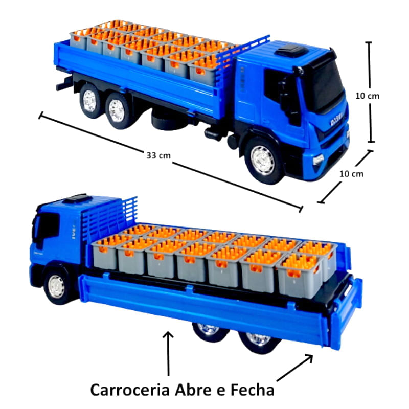 Caminhão de Brinquedo Iveco com Toras de Madeira 40cm Azul - Ri Happy