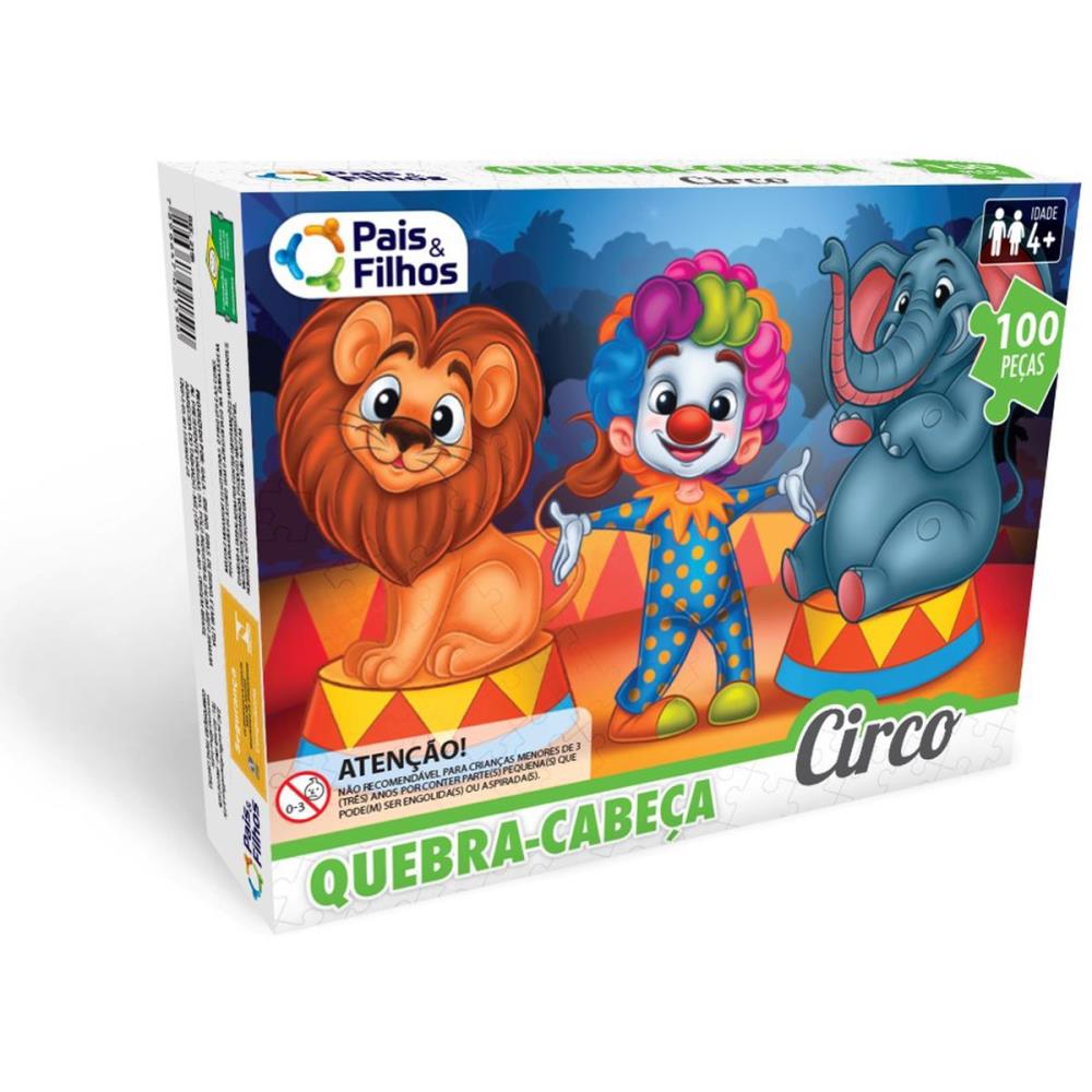 Brinquedo Infantil Jogo Quebra Cabeça 100 Peças Circo Pais e