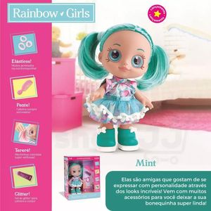 Boneca Rainbow Girls - Cabelo Colorido Rosa Mint Cherry - Alfabay