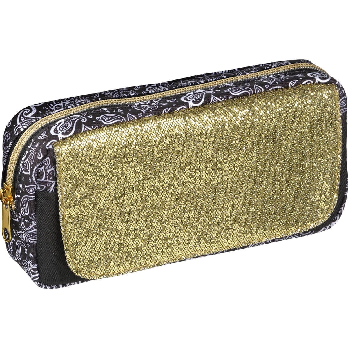 Estojo Back To Black Grande com Aba Dourado Foroni (405997) Estojo Back To Black Grande com Aba Dourado Foroni (405997)