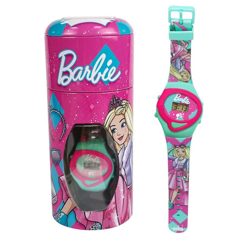 Relogio-Infantil-com-Cofrinho---Fun---Barbie---Rosa-1