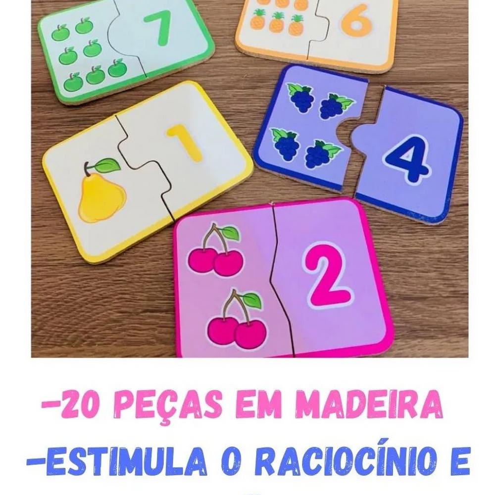 Jogo Dominó Infantil Numerais E Quantidades Madeira 28 Peças - Ri Happy