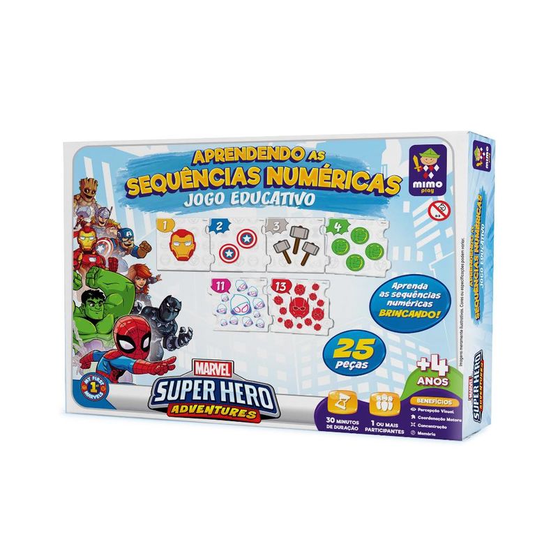Jogo-Educativo---Aprendendo-as-Sequencias-Numericas---Disney---Marvel---Super-Hero---25-Pecas---Mimo-0