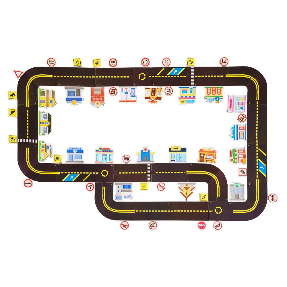 Pista De Carrinho Placas De Trânsito Infantil Madeira Babebi - Ri Happy