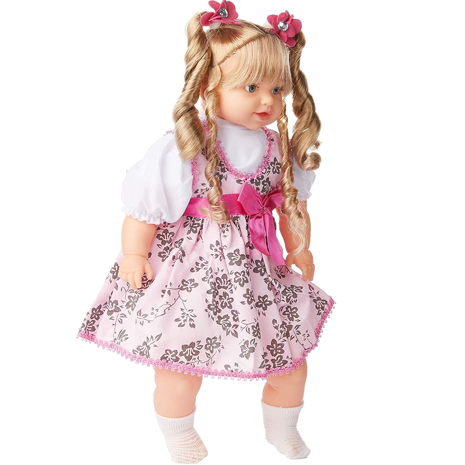 Boneca Bebê Falante Anjo Cachos Castanhos 50cm com 30 Frases - Ri Happy