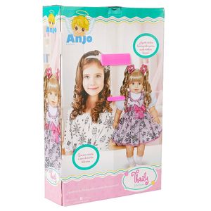 Boneca Bebê Falante Anjo Cachos Castanhos 50cm com 30 Frases - Ri Happy