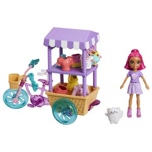 Mini Boneca - Polly Pocket - Polly com Carro de Carnaval - Carro de Sorvete  - Mattel - Ri Happy