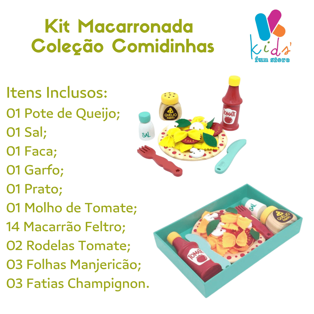 Comidinha de Madeira Coleção Comidinha Kit Macarronada