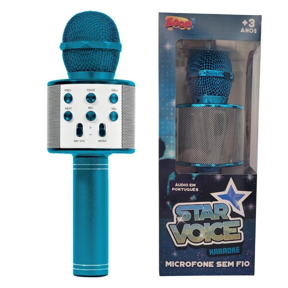 MICROFONE INFANTIL BLUETOOTH STAR VOICE AZUL - ZOOP TOYS - Ri Happy
