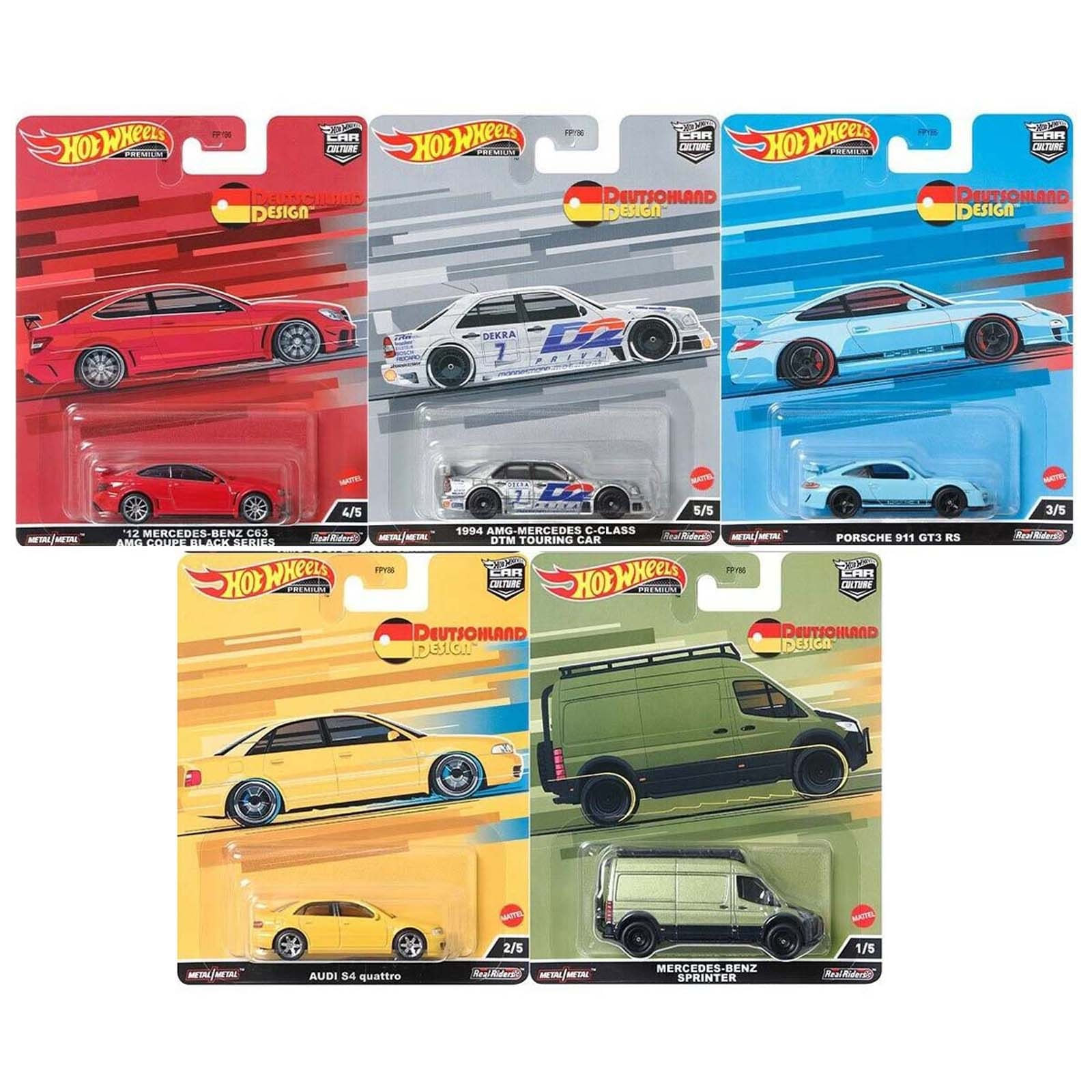 Hot Wheels Set 5 Miniaturas Deutschland Design Car Culture